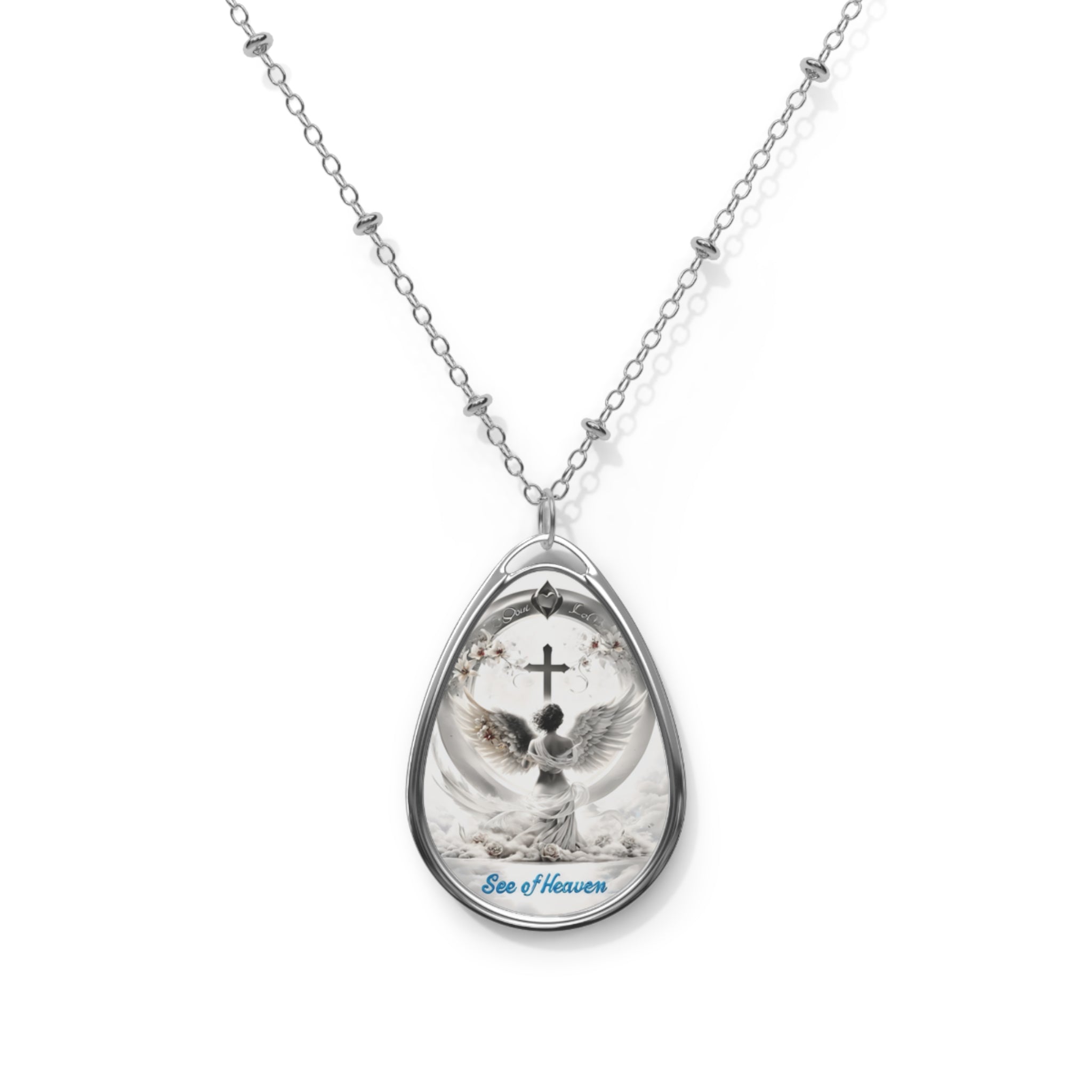 Angel Wings Necklace See of Heaven  Memorial Pendant