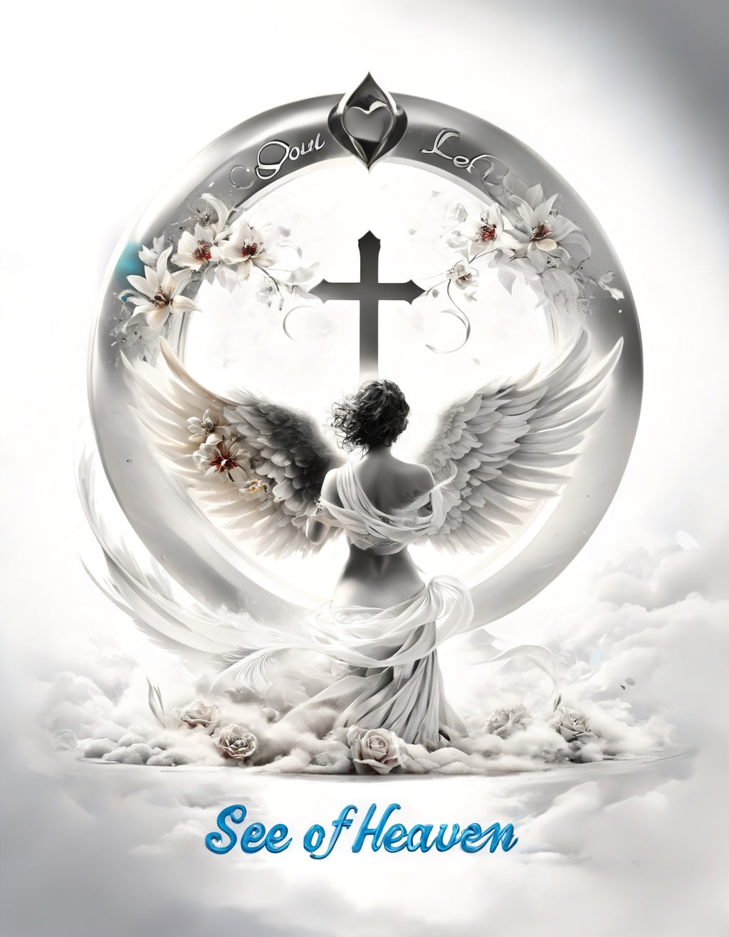 Angel Wings Necklace See of Heaven  Memorial Pendant